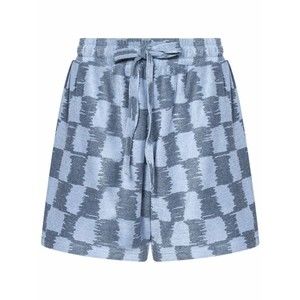 Bonsai Checked Stone Blue Towelling Shorts - NWT